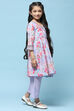 Lavender Printed Cotton Gathered Kurta & Solid Palazzo  image number 5