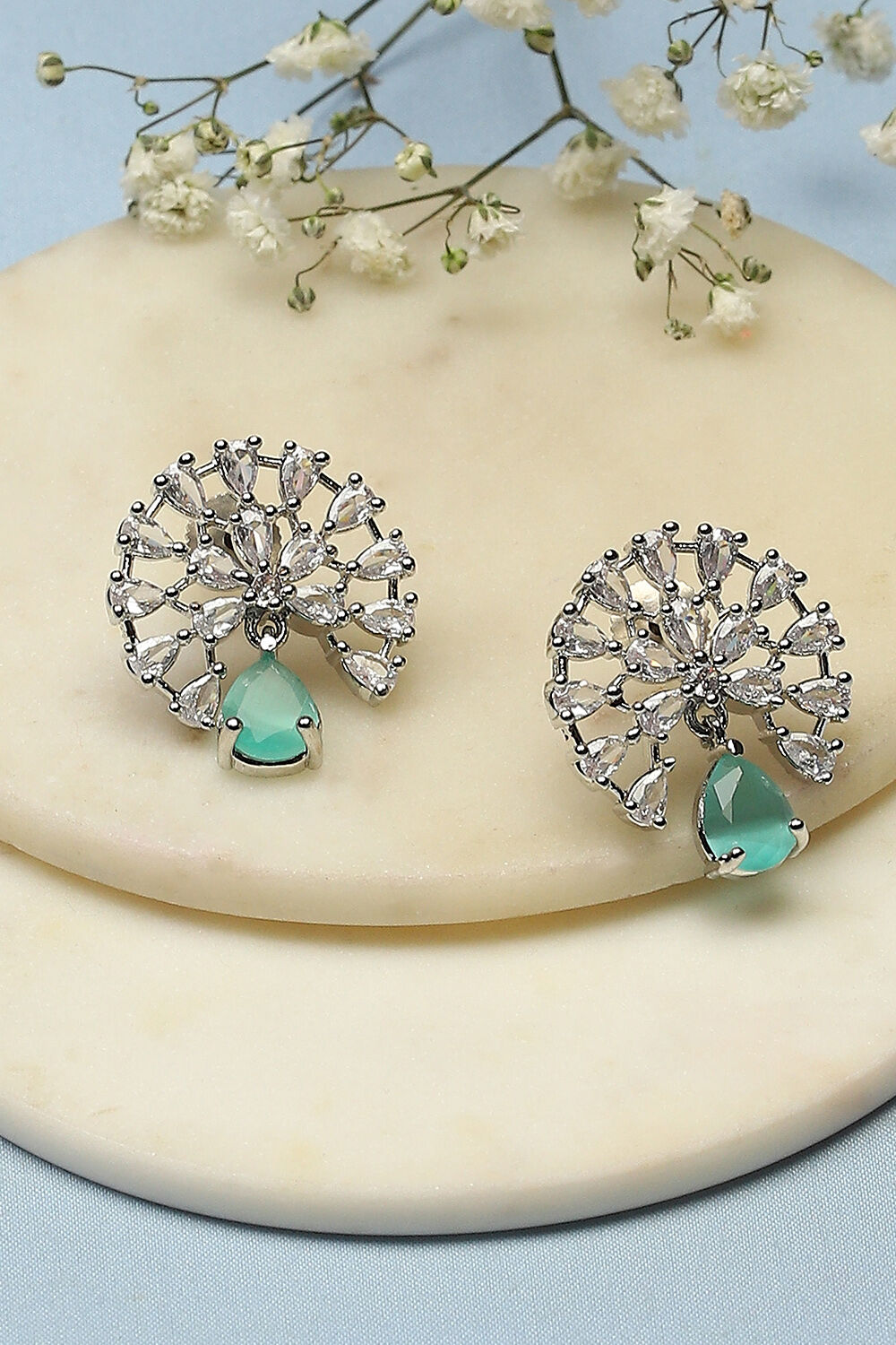Mint Green Brass Earrings image number 0
