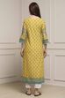 Yellow Cotton Printed Straight Kurta image number 3