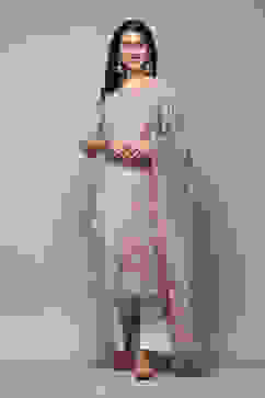 Cream Cotton Silk Straight Yarndyed Kurta Sharara Suit Set image number 7