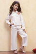 White Cotton Floral Printed Top and Pant Set image number 0