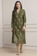 Green Viscose Rayon Straight Kurta Pants Set image number 6