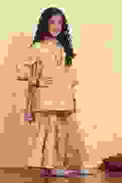 Green Cotton Dyed Gathered Sharara Suit Set image number 5