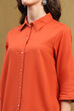 Dusk Blue Cotton Blend Solid Straight Shirt Style Kurti image number 1
