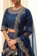 Blue Embroidered Festive Lehenga Set image number 1
