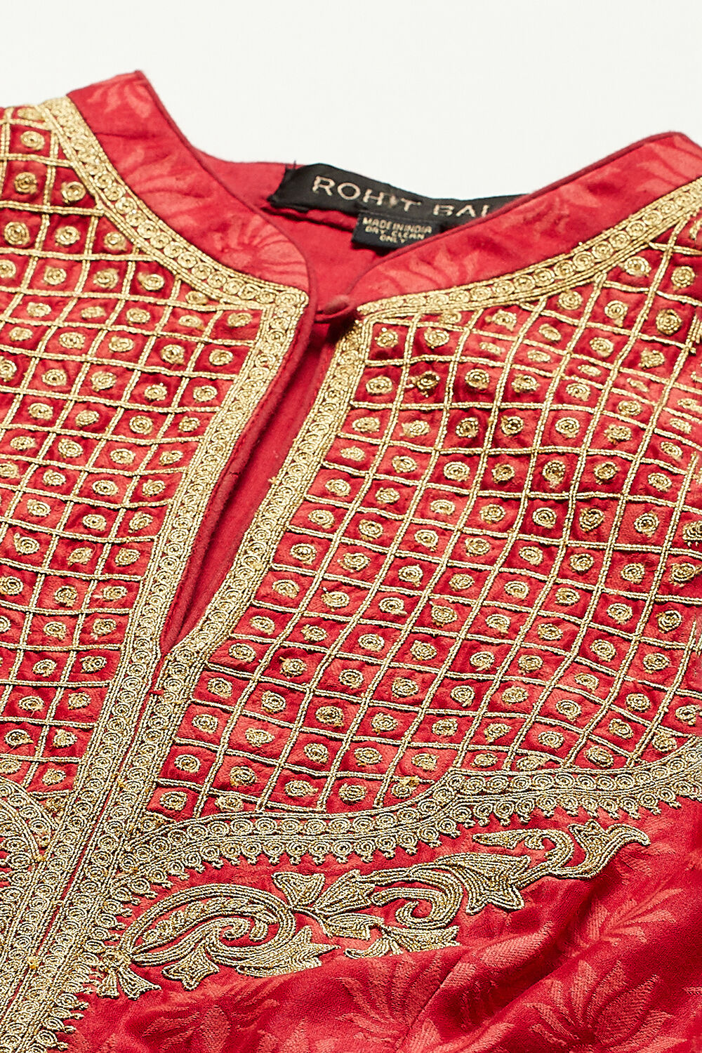 Red Silk Flared Solid Suit Set image number 1