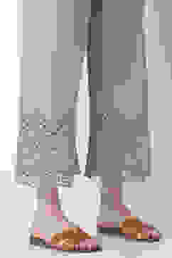 Grey Cotton Straight Palazzos image number 8