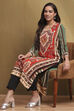 Rust and Green Hand-Block Printed Straight Kurta image number 0