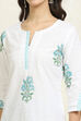 White and Pink Cotton Floral Hand Block Unstitched Suit Set image number 2