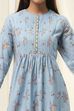 Dull Blue Cotton Flared Printed Kurta Set image number 1