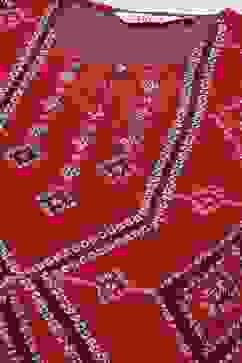 Red Acrylic Straight Yarndyed Kurti image number 1