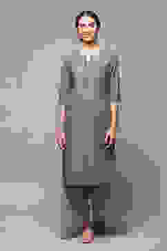 Sap Green Cotton Straight Kurta Palazzo Suit Set image number 6