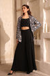 Black Poly Georgette Fitted Embroidered Fusion Set image number 3
