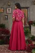 Fuschia Viscose Rayon Straight Skirt Set image number 4