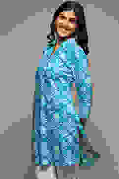 Blue LIVA Printed Kurti image number 2