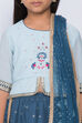 Blue Poly Cotton Lehenga Set image number 1