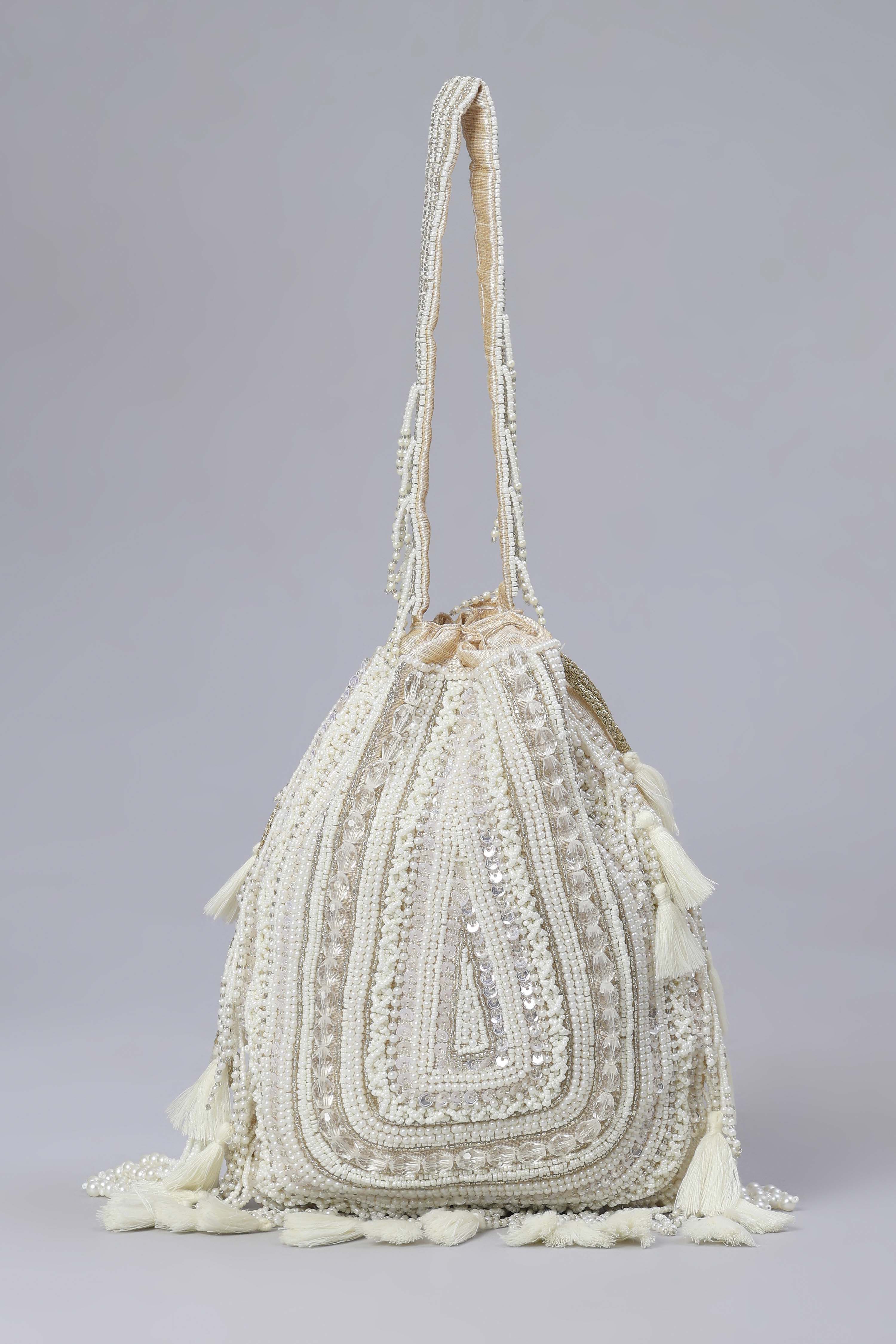 Cream Fabric Potli Bag image number 1