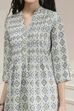 Blue Cotton Printed A-Line Kurta image number 1