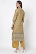 Ochre Yellow Straight Kurta Palazzo Suit Set image number 4