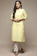 Blue Cotton Blend Straight Yarndyed Kurta image number 3