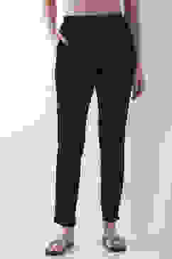 Black Solid Cotton Lycra Straight Pants image number 4