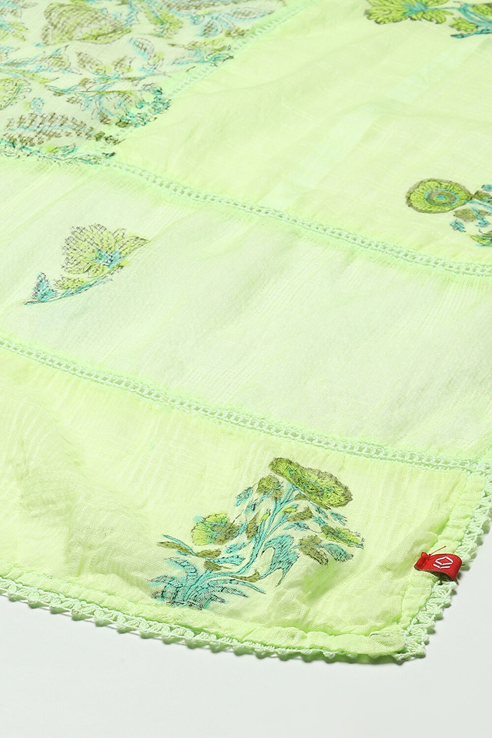 Pista Green Cotton Blend Unstitched Suit set image number 4