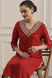 Red Solid Straight Kurta image number 6