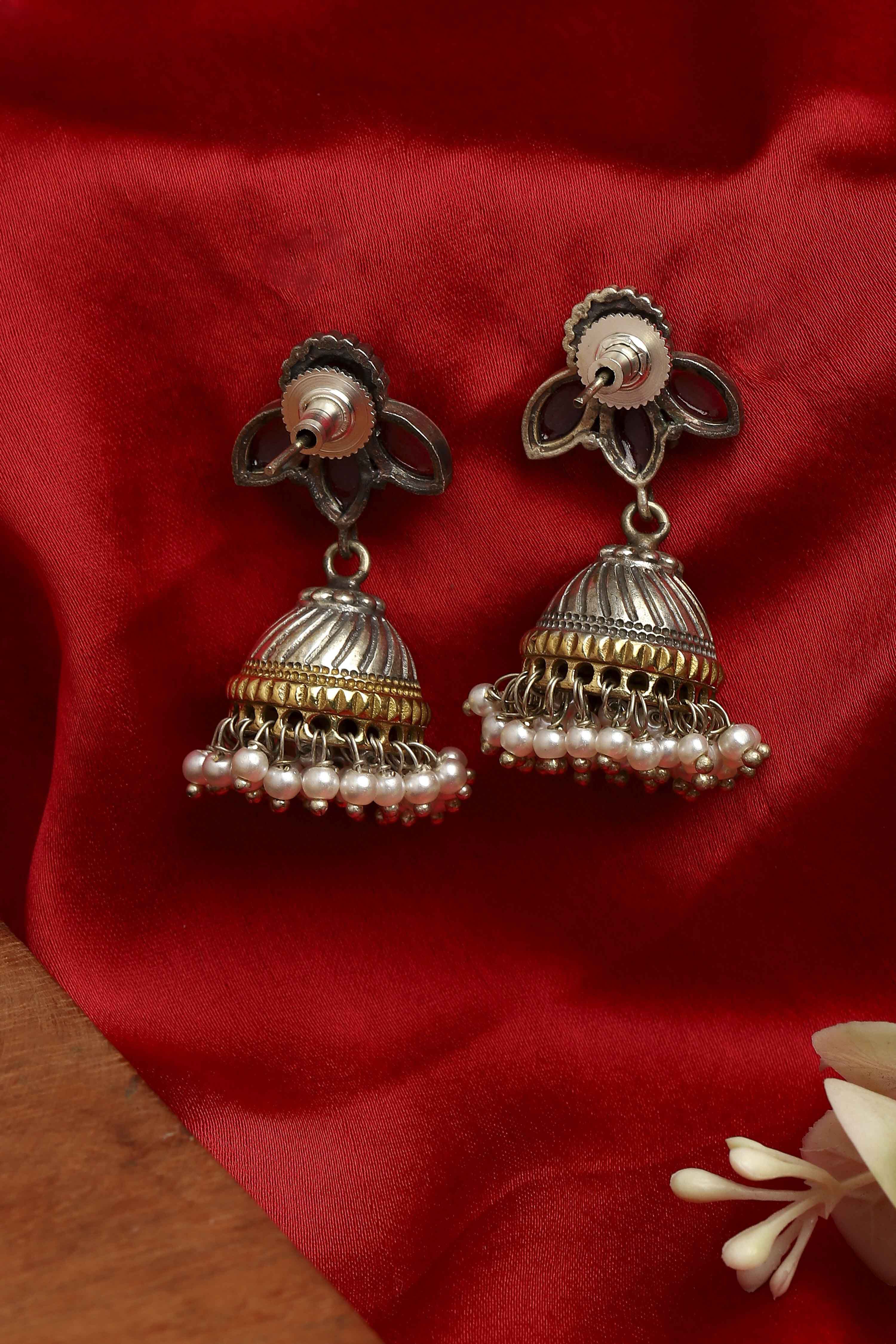 Dark Pink Stone Earrings image number 2