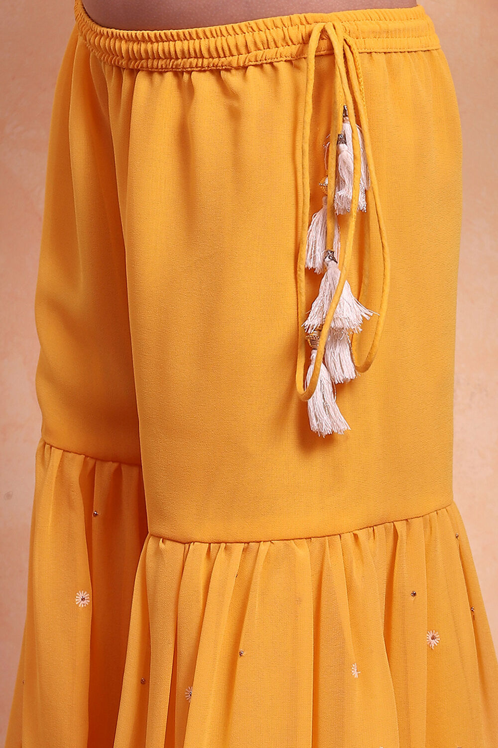 Yellow Polyester Blend Flared Suit Set image number 2