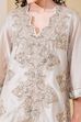 Beige Cotton Blend Straight Embroidered Suit Set image number 1