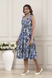 Blue Cotton Printed Kalidar Flared Dress image number 2