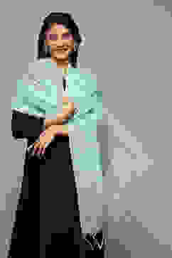 Green Cotton Blend Dupatta image number 1