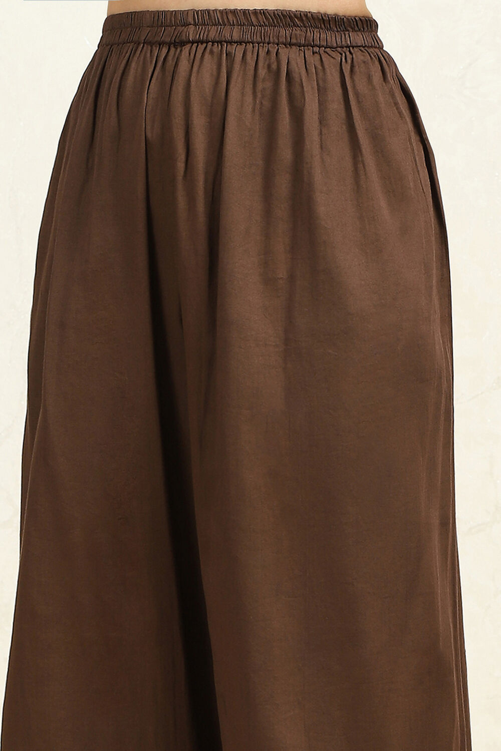 Coffee Brown Chanderi Katha Work Unstitched Suit Set image number 3