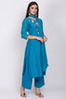 Blue Poly Cotton Straight Kurta Palazzo Suit Set image number 4