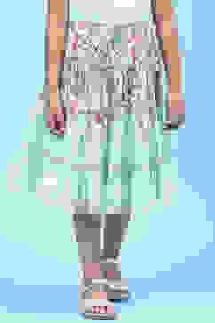 Mint Green Cotton Flared Printed Skirt image number 0