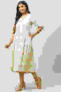 Natural LIVA Flared Printed Dress image number 2