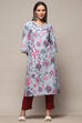Yellow Cotton Floral Printed Straight Kurta image number 5