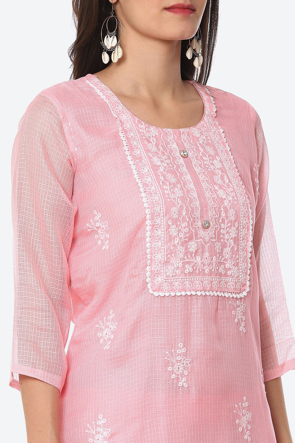 Light Pink Cotton Blend Unstitched Suit Set image number 1
