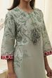Beige and Blue Cotton Floral Straight Kurta image number 1