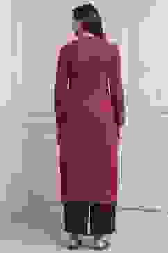 Berry Cotton Straight Kurta Pants Set image number 4