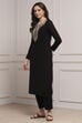Black Acrylic Solid Straight Winter Kurta image number 2