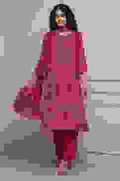 Pink Printed Straight Suit Set image number 0