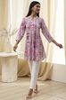 Pink Printed Straight Short Kurta image number 0