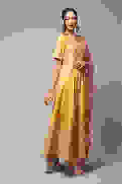 Yellow Cotton Blend Anarkali Kurta Churidar Suit Set image number 6