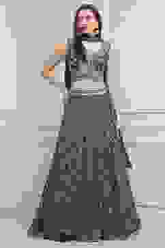 Teal Cotton Blend Dyed Lehenga Set image number 5