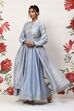 Powder Blue Cotton Blend Anarkali Kurta Suit Set image number 5