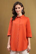 Dusk Blue Cotton Blend Solid Straight Shirt Style Kurti image number 5