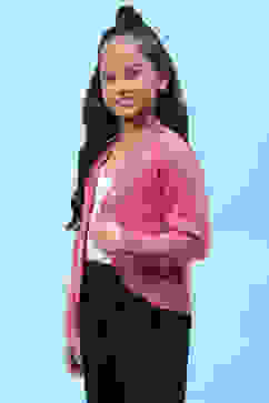 Pink Acrylic Blend Front Open Shrug image number 3