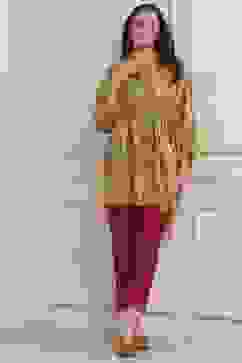 Mustard Viscose Rayon Straight Kurta Pants Set image number 0