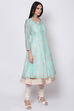 Coral Poly Cotton Front Open Kurta Churidar Suit Set image number 4